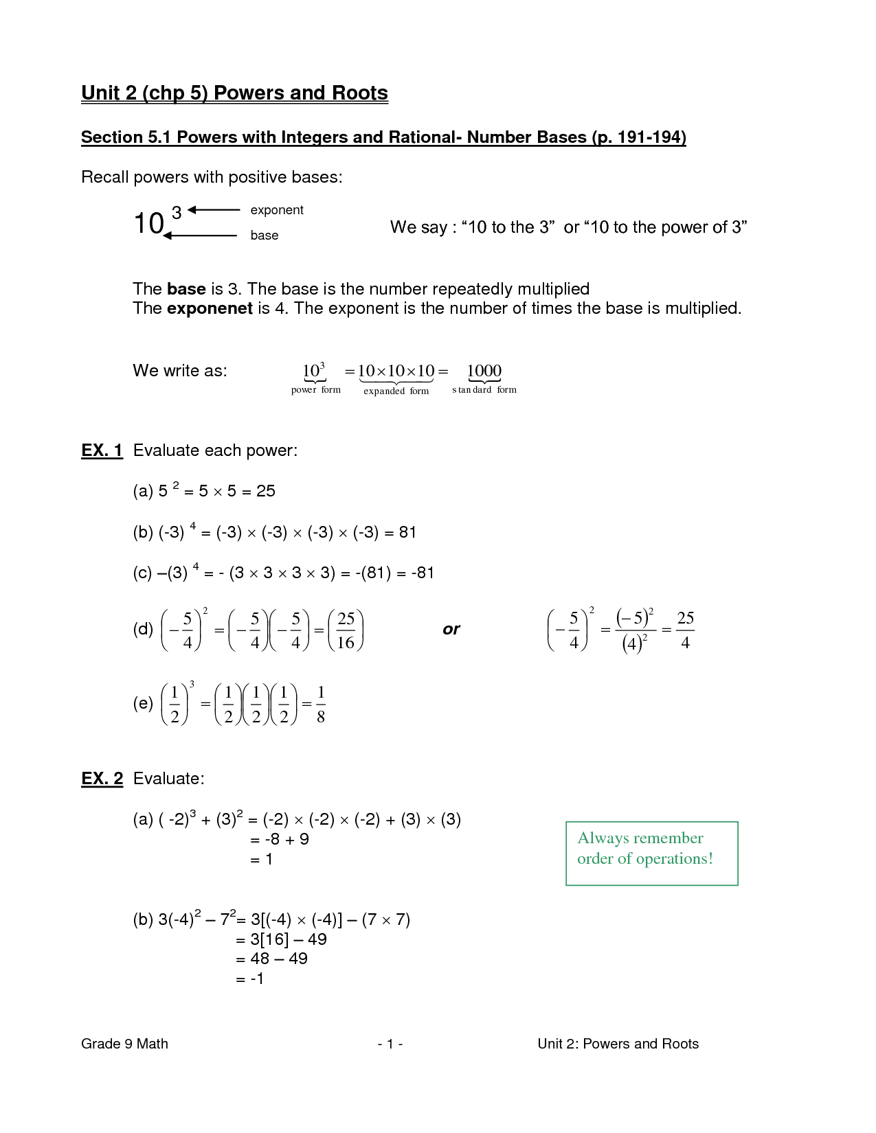 Radical and Rational Exponents Worksheet Answers