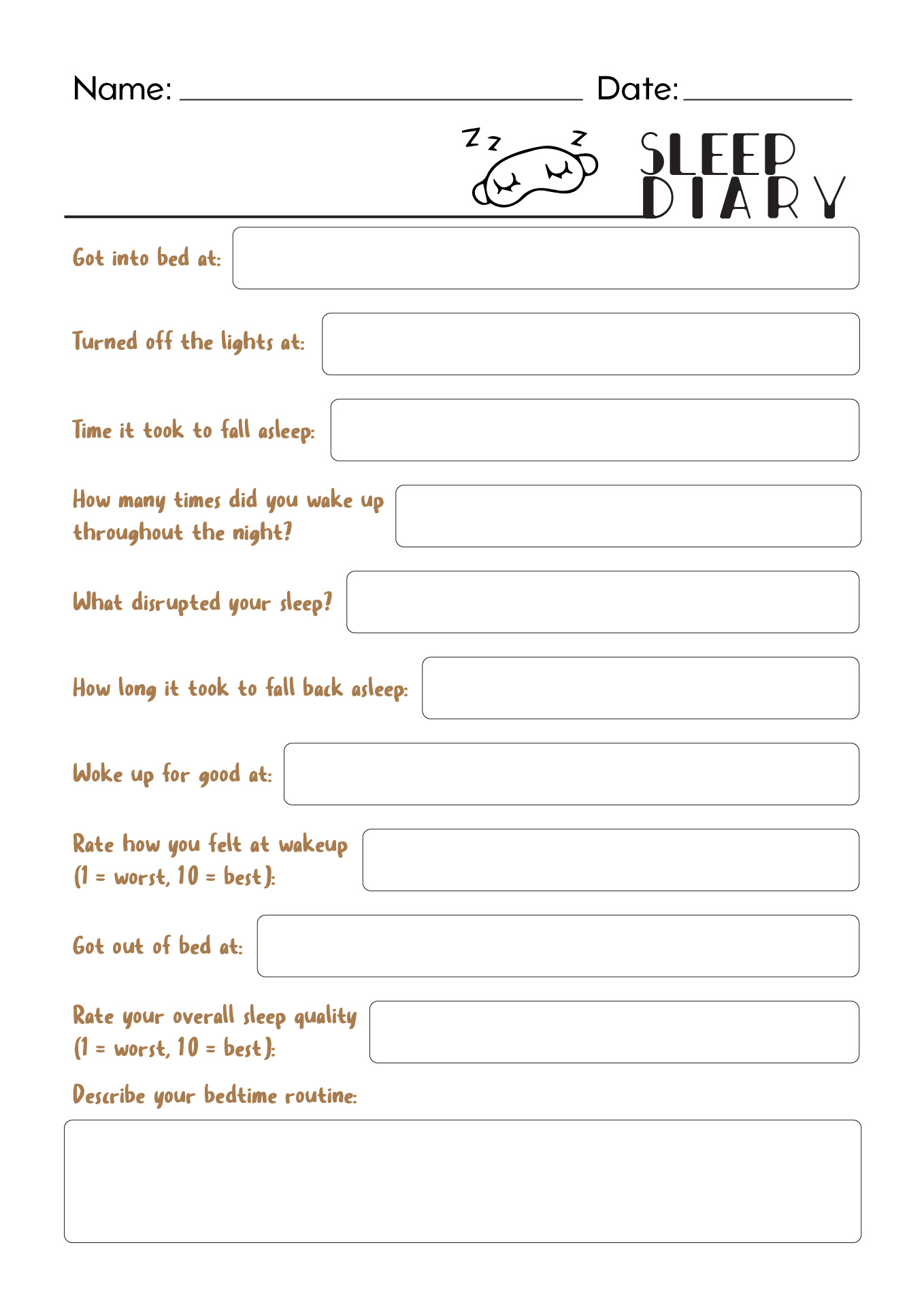 18 Best Images of Sleep Diary Worksheet - Printable Sleep Log Worksheet