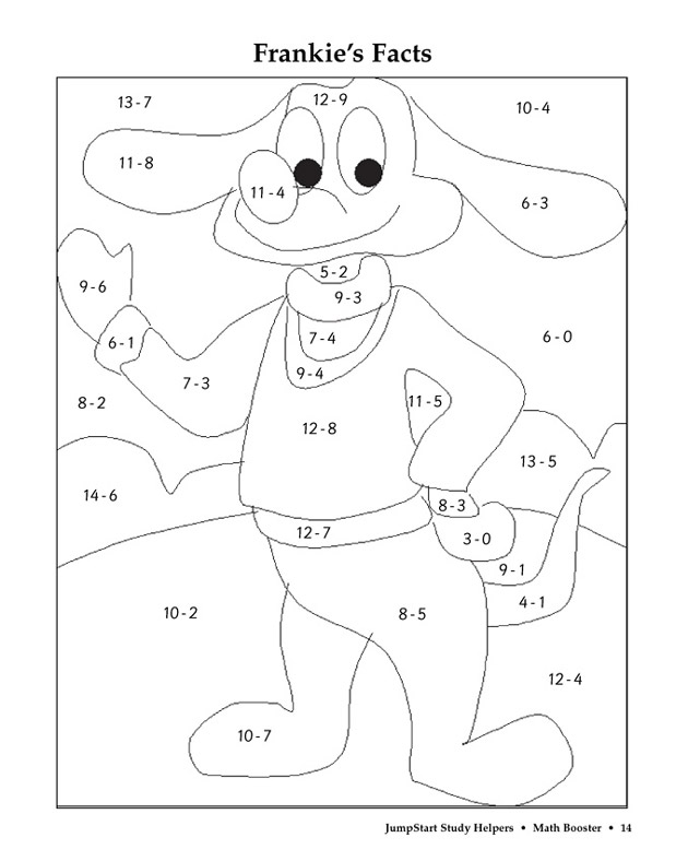 Subtraction Color by Number Math Worksheets