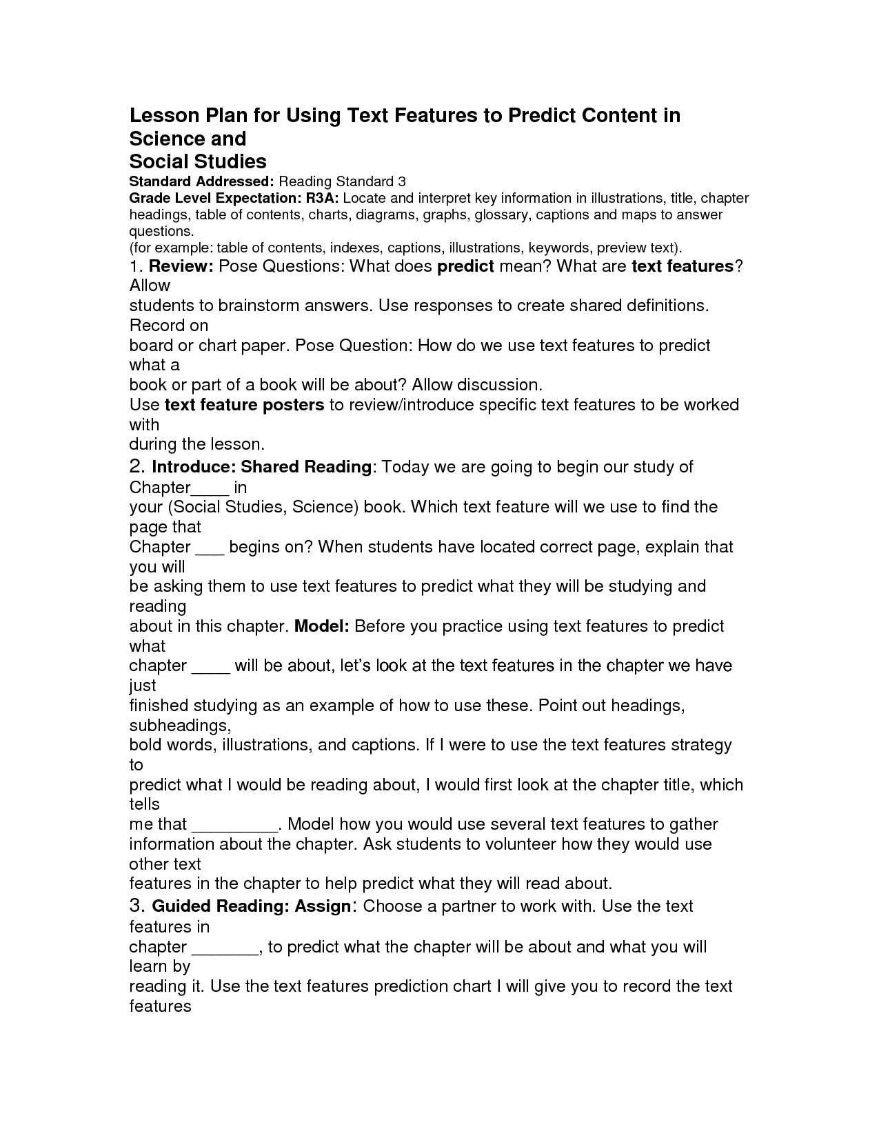 Text Features Worksheet 3rd Grade