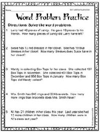 3rd Grade Math Subtraction Word Problems