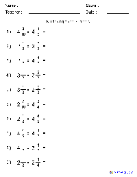 Dividing Fractions and Mixed Numbers Worksheets
