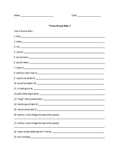 AM I Worksheet Therapy