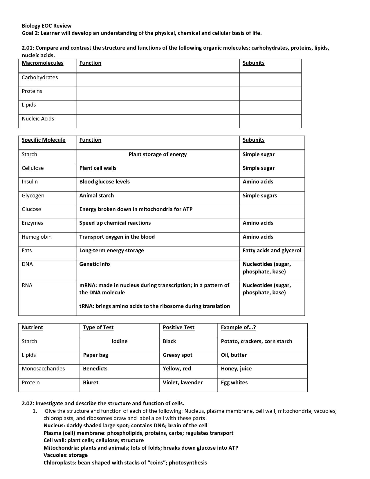 Biology Macromolecules Worksheets and Answers