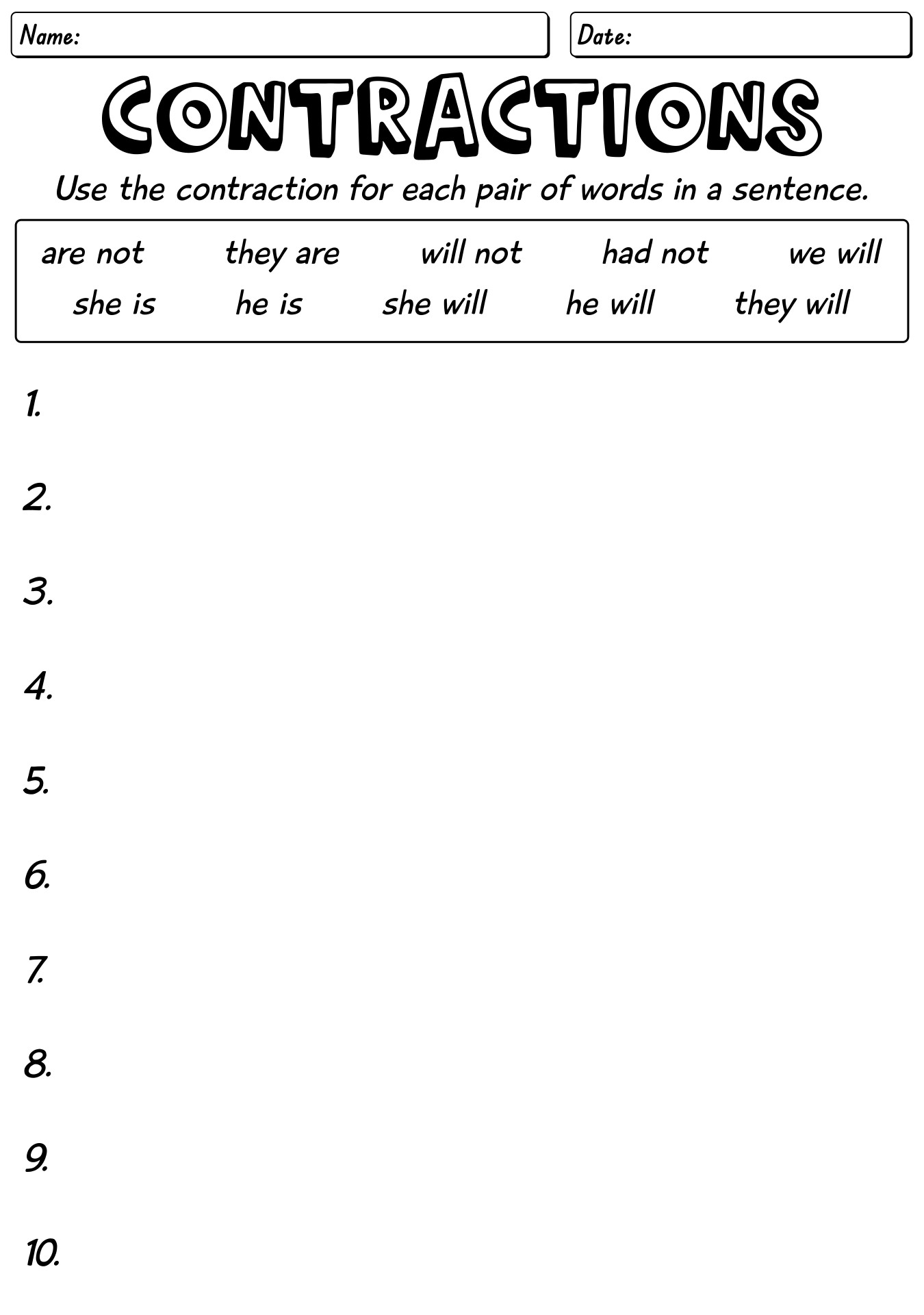 12-best-images-of-contractions-using-not-worksheets-contractions-worksheet-contraction