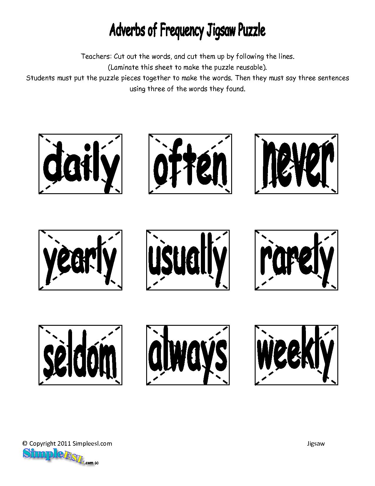 Esl Adverbs Of Frequency Worksheets