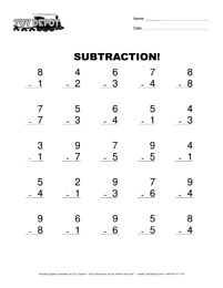 First Grade Math Subtraction