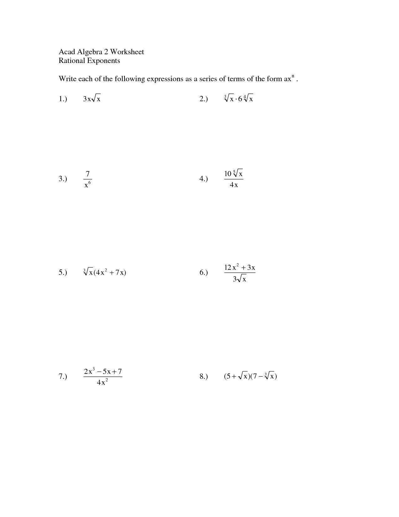 13 Best Images of High School Algebra Worksheets Free High School
