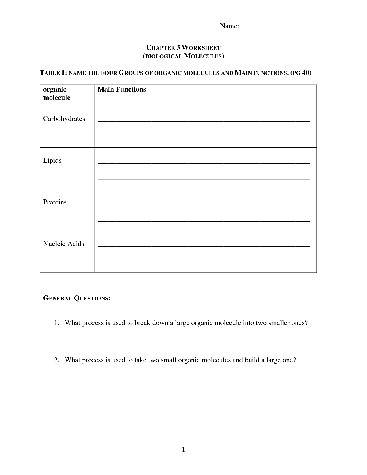 14 Best Images of Carbohydrates Lipids And Proteins Worksheet  Organic Molecules Worksheet 