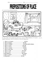 Prepositions of Place Exercises Worksheet