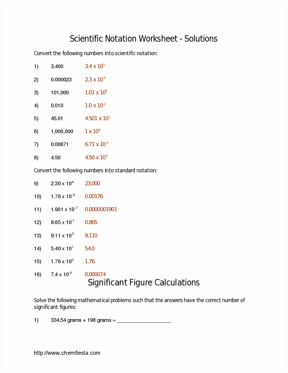 8 Best Images of Scientific Notation Worksheet With Answer Key