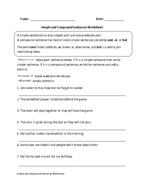 Conversion Of Simple Compound And Complex Sentences Worksheet