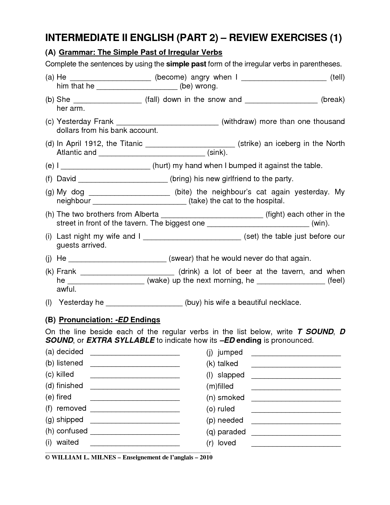 Simple Verb Tenses Worksheets Pdf