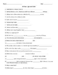 Bill Nye Light and Color Worksheet Answers