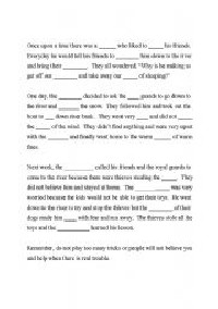 Fill in the Blank Worksheets Spelling Words