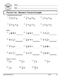 Math Fractions Test Worksheet