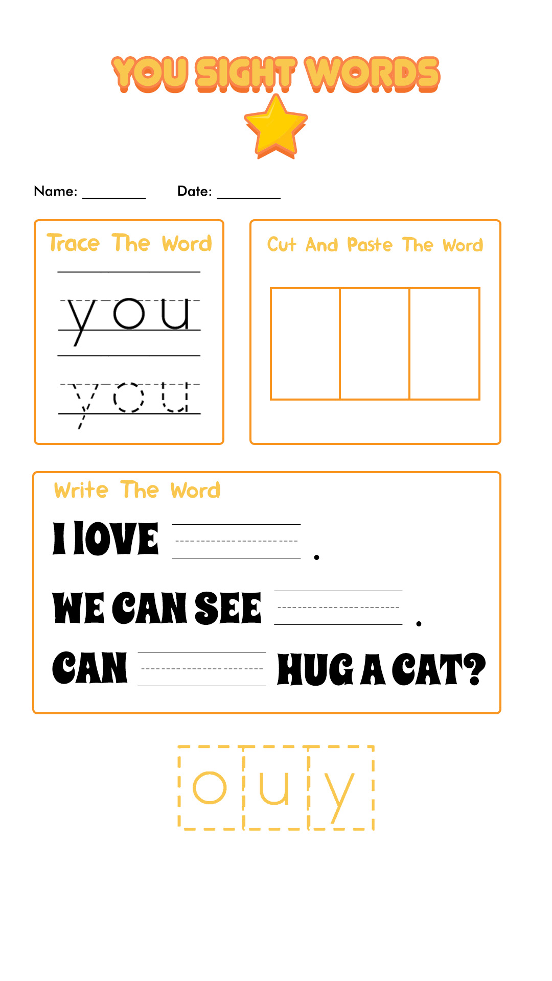Sight Word You Worksheet