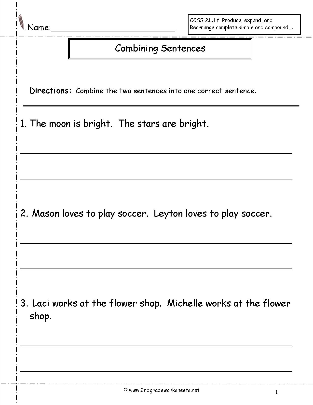 16 Best Images Of Fix The Sentence Worksheets 1st Grade Compound Sentence Worksheets Second