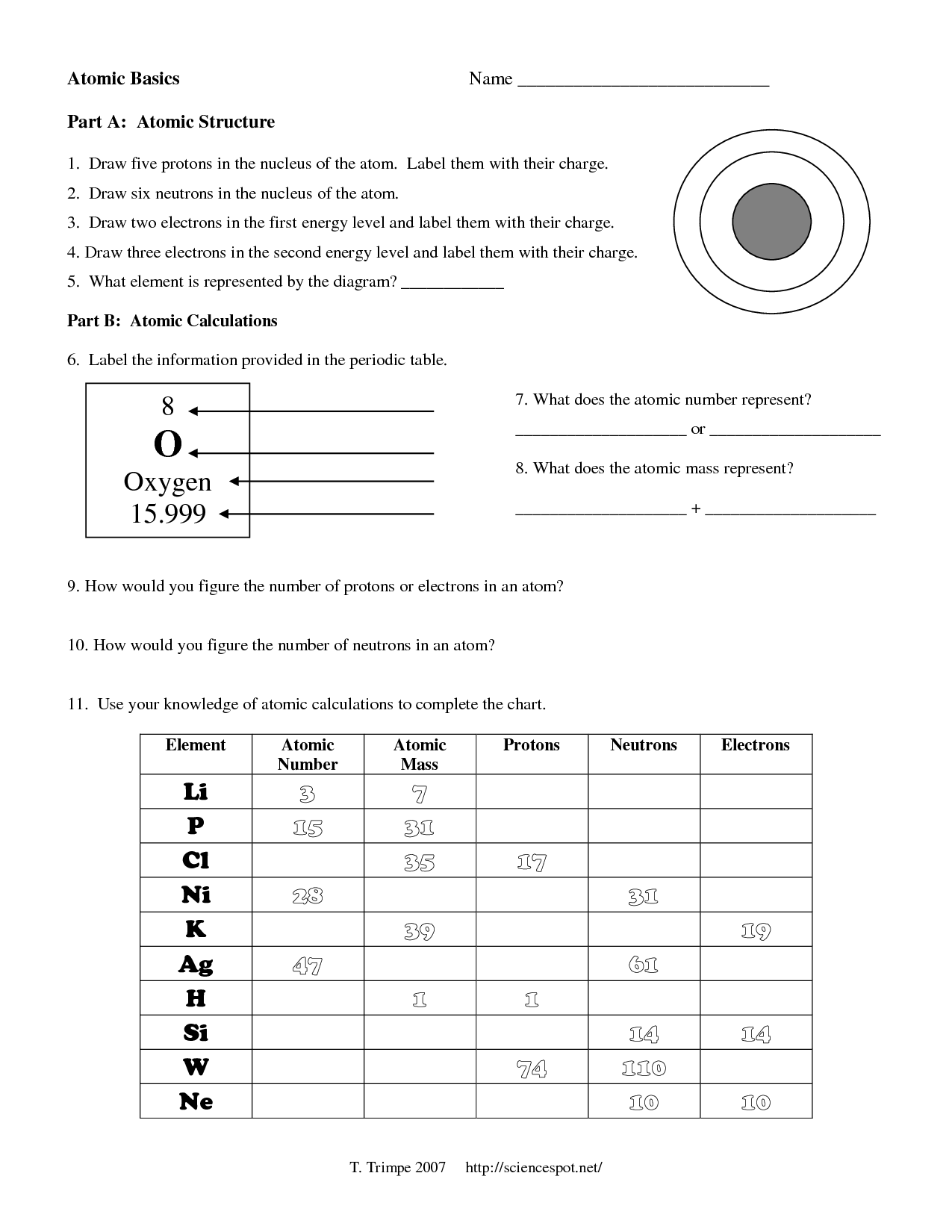 Drawing Atoms Worksheet Answer Key