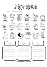  Sh CH Th Digraph Worksheets for Kindergarten