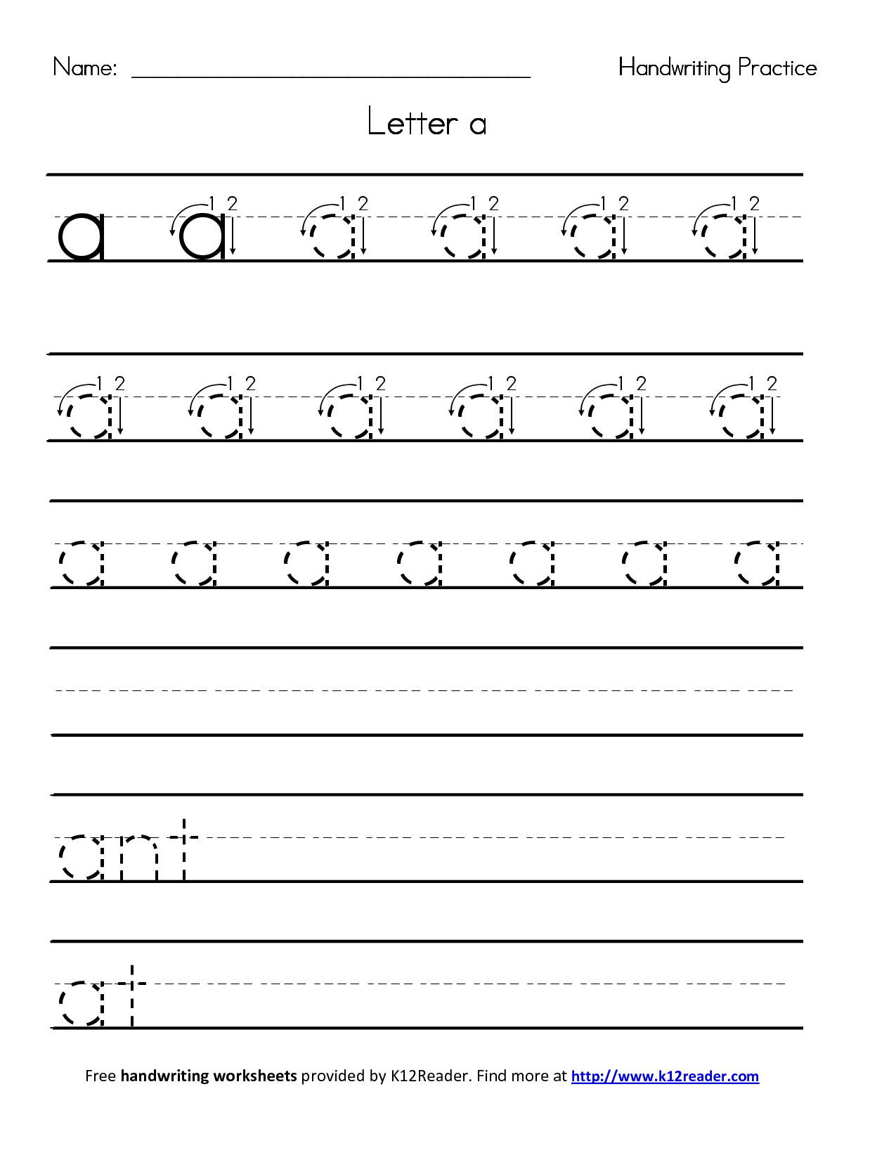 Free Printable Handwriting Practice Pages