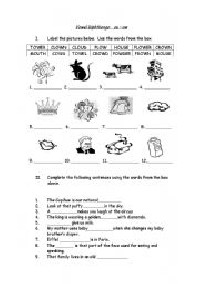 Diphthong OU and Ow Worksheets 2nd Grade