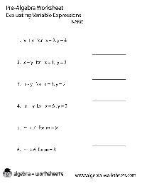Pre-Algebra Math Worksheets Printable