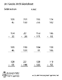 Printable Subtraction Worksheets 3rd Grade