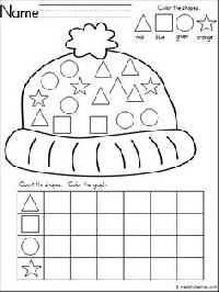 Winter Kindergarten Shape Worksheet