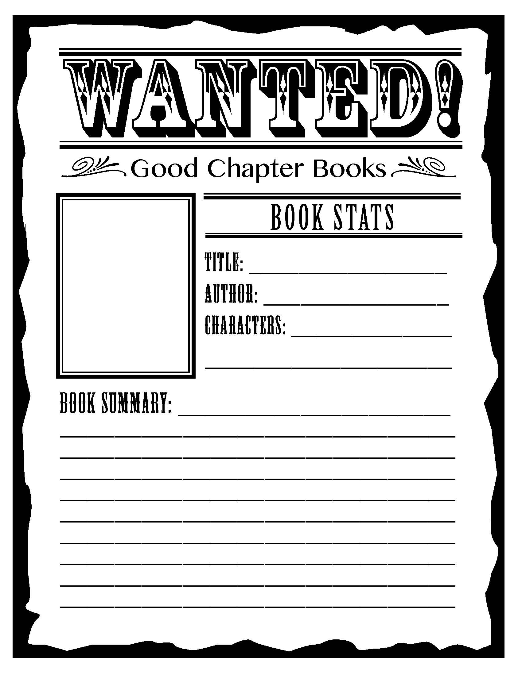 Wanted Poster Book Report Template for Kids