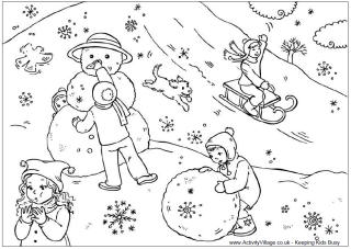 Winter Activities Coloring Pages Printable