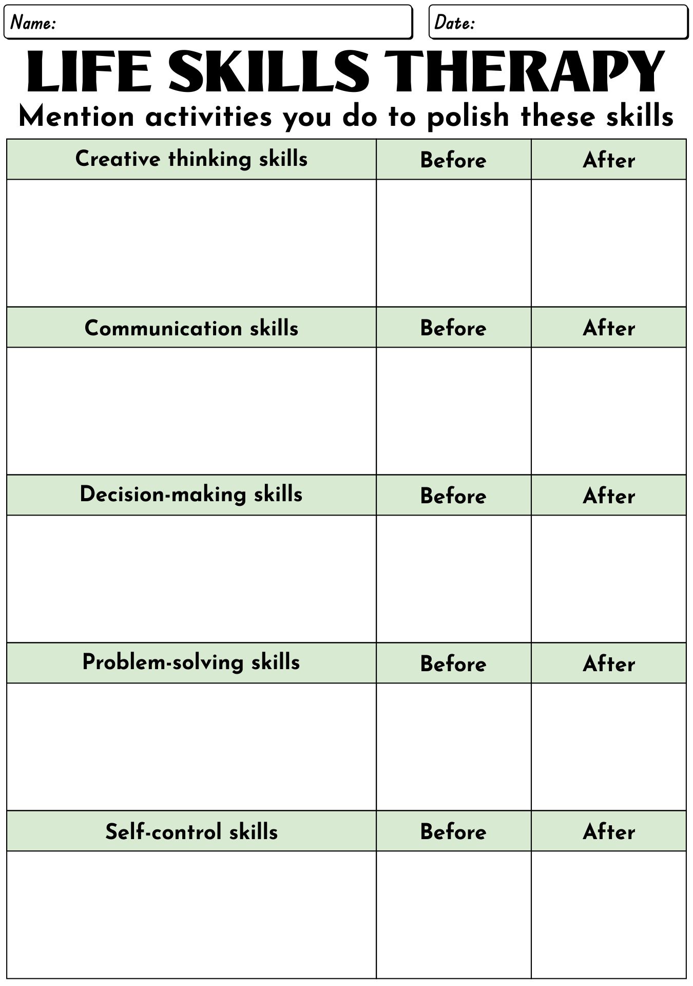 14 Best Images Of Life Skills Worksheets For Adults In Recovery Free
