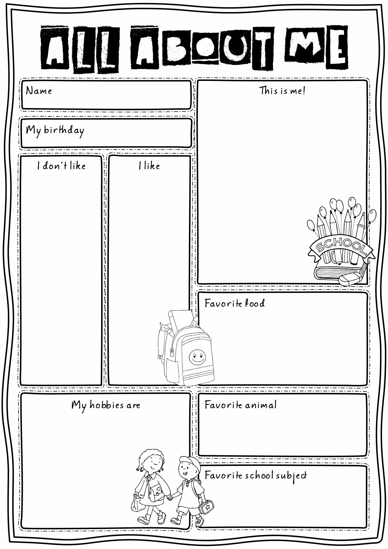 14 Best Images Of All About Me Printable Worksheet For Adults All