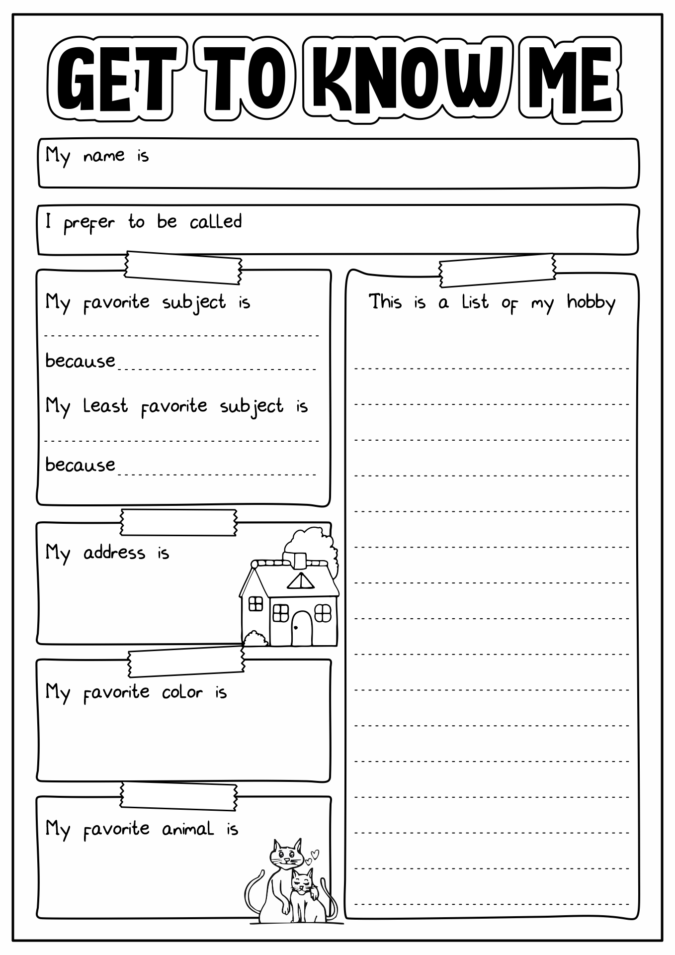Free Printable All About Me Worksheet For Adults