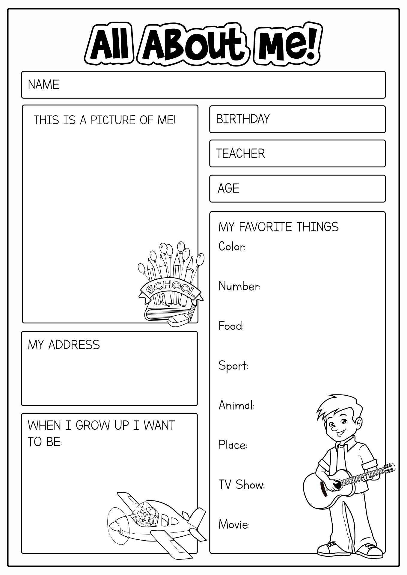 14 Best Images Of All About Me Printable Worksheet For Adults All 