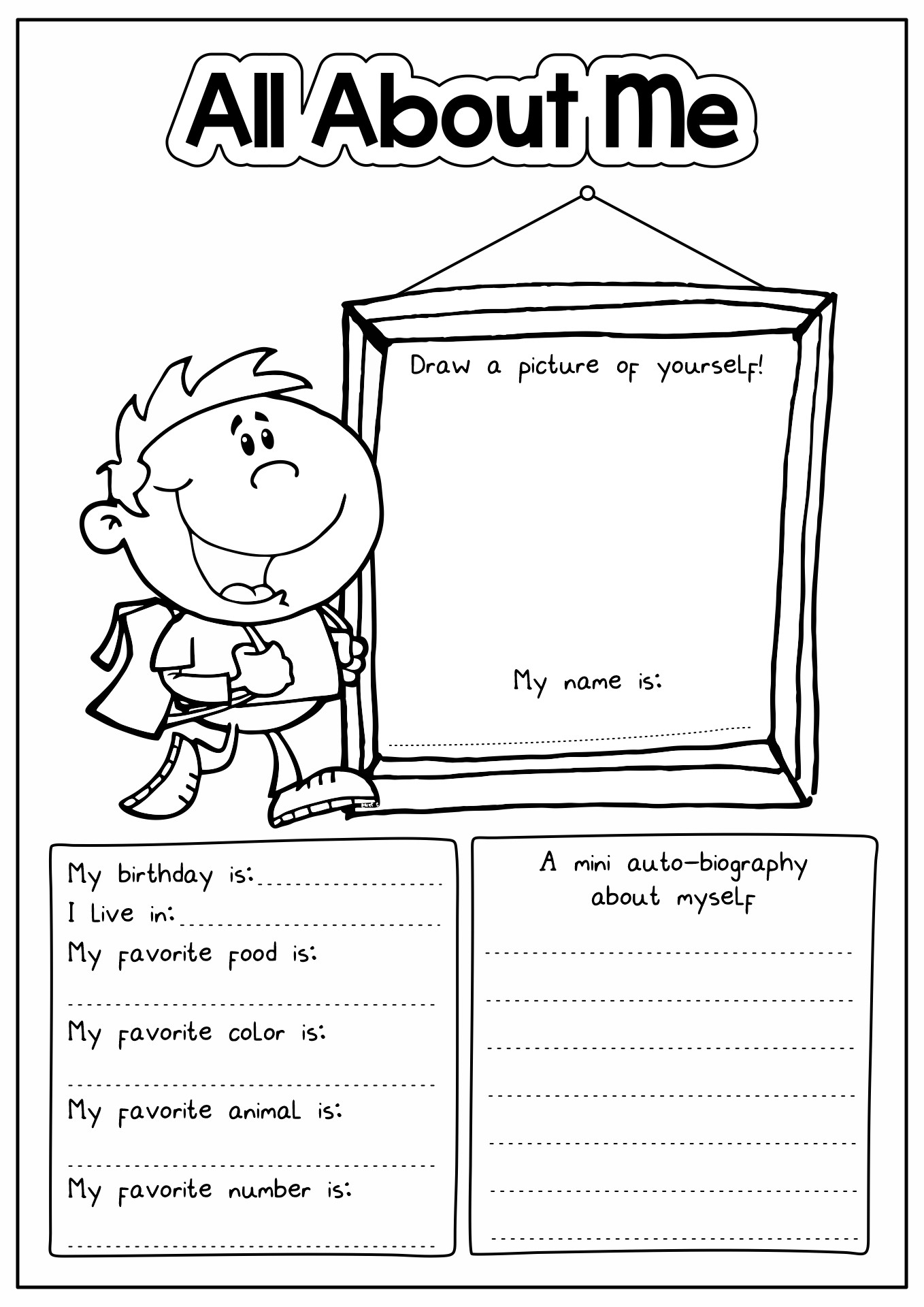 Free All About Me Worksheet Printable
