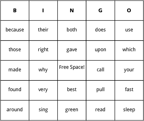 Bingo Card Template in Word