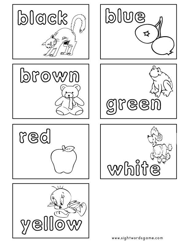 Color Sight Words Flash Cards
