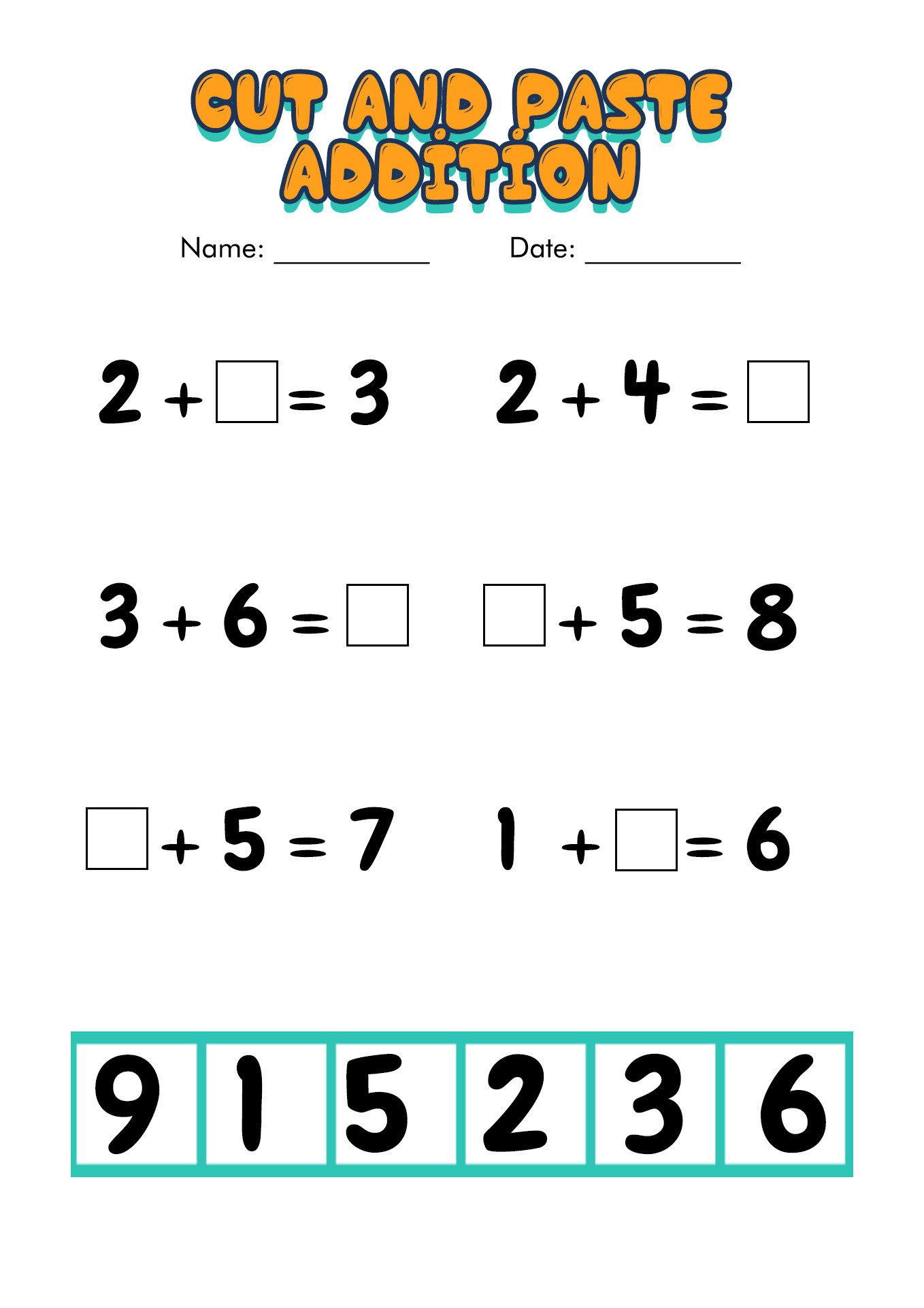 Addition And Subtraction Kindergarten Worksheets