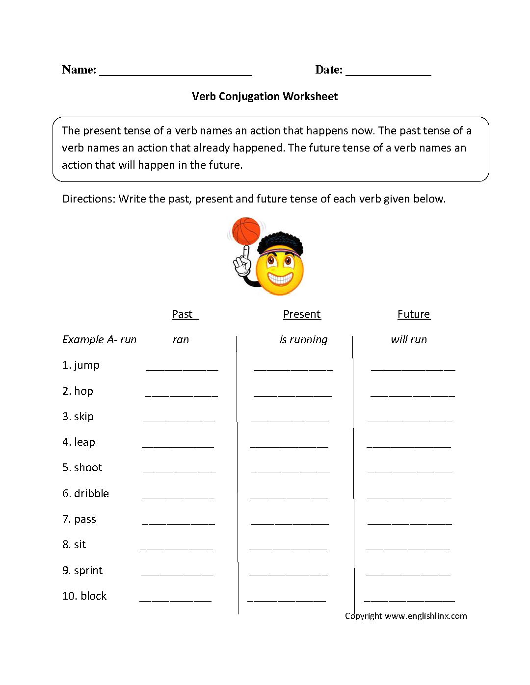 Verbs Worksheet 8th Grade