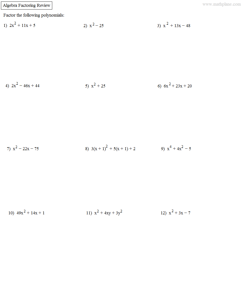 Factoring Trinomials Worksheet Answers