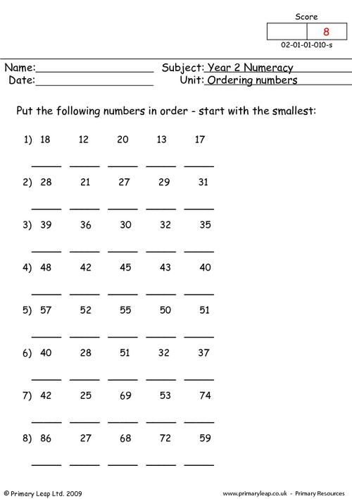 ordering-numbers-worksheets