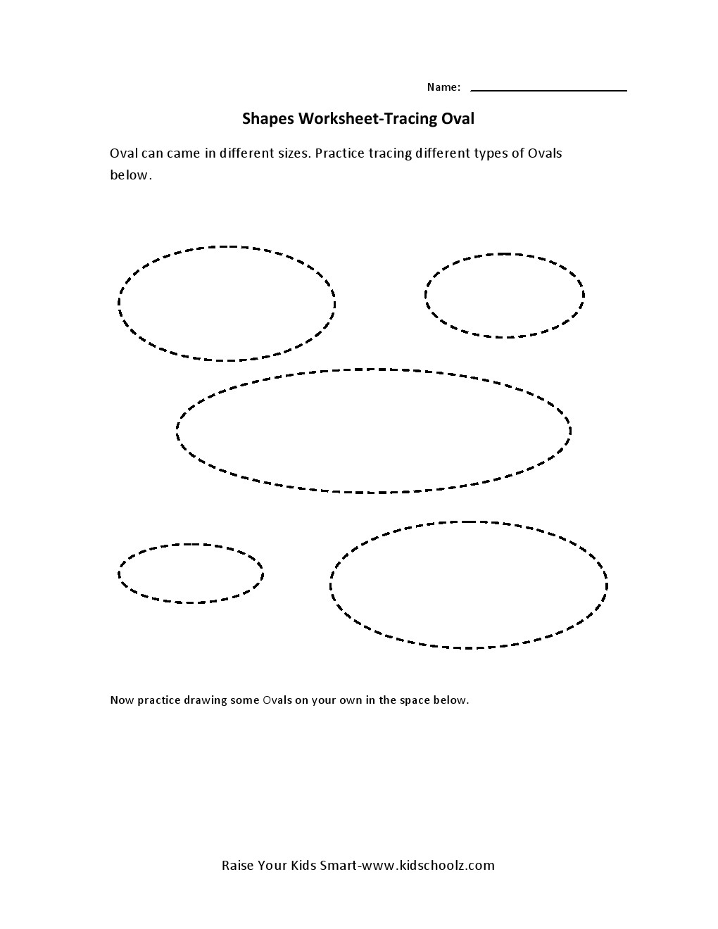 Oval Shape Tracing Worksheet