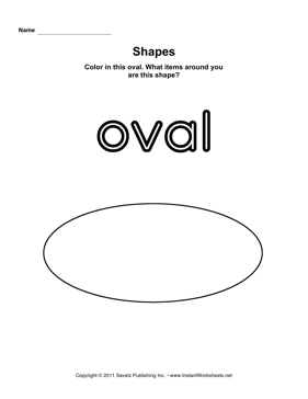 Oval Shape Worksheet