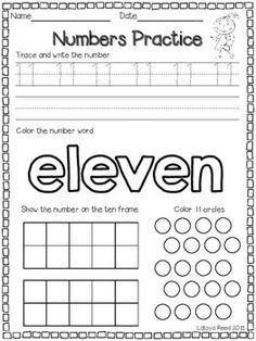 Preschool Worksheets Numbers 11 20