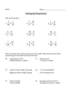 Solving Proportions Worksheet