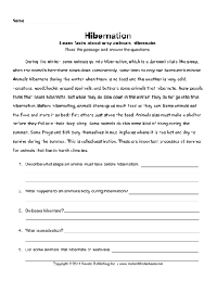 Animal Hibernation Printable Worksheets