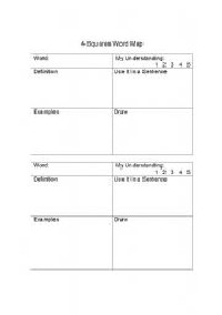 Four Square Vocabulary Worksheet