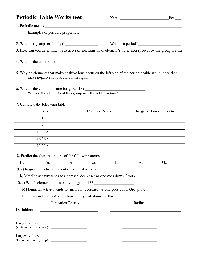 Periodic Table Worksheet Answers