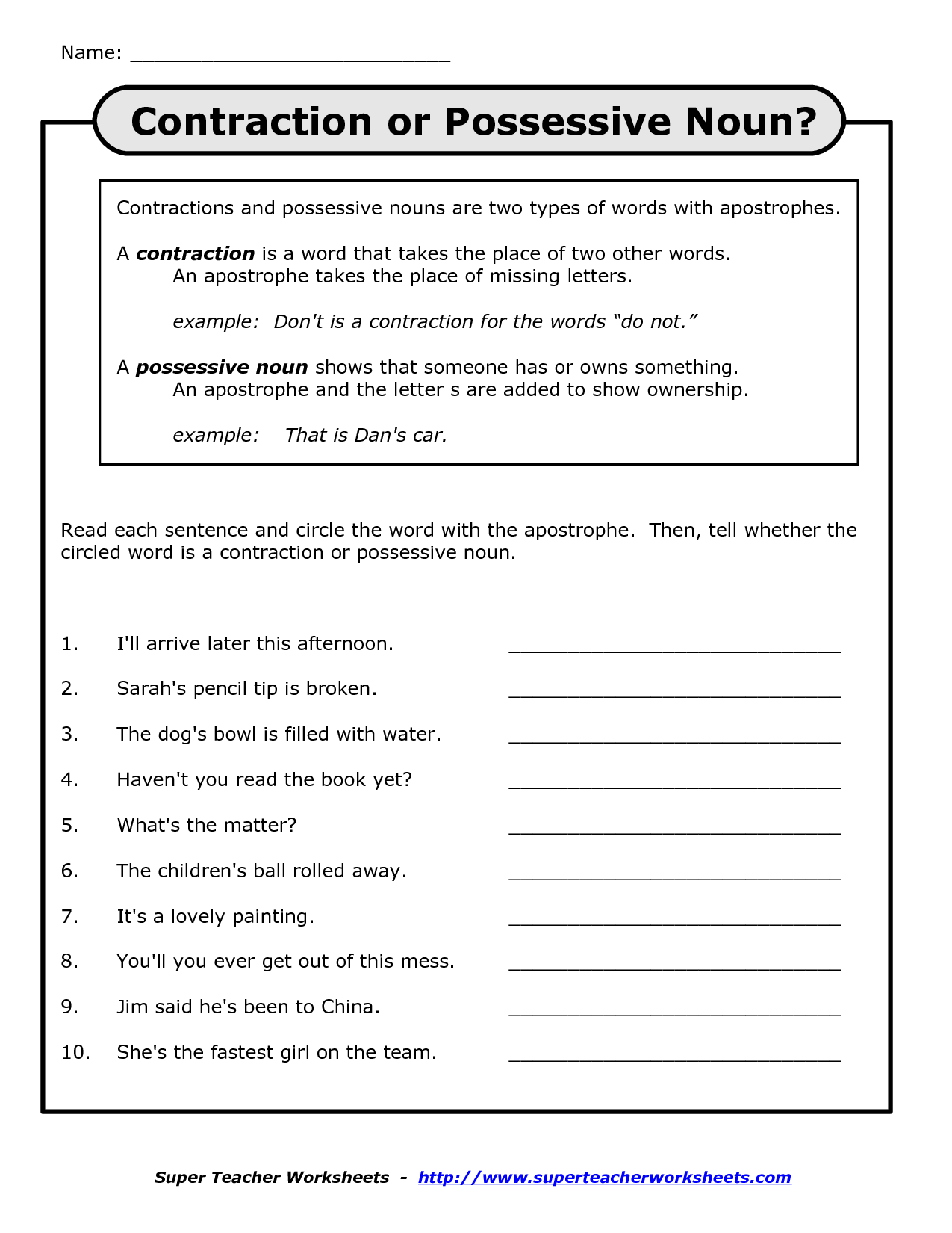 Possessive Noun Worksheets For Grade 4